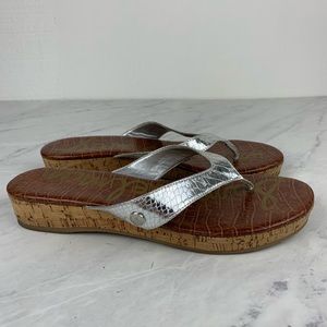 Sam Edelman Silver & Tan Flip Flops, Size 9M